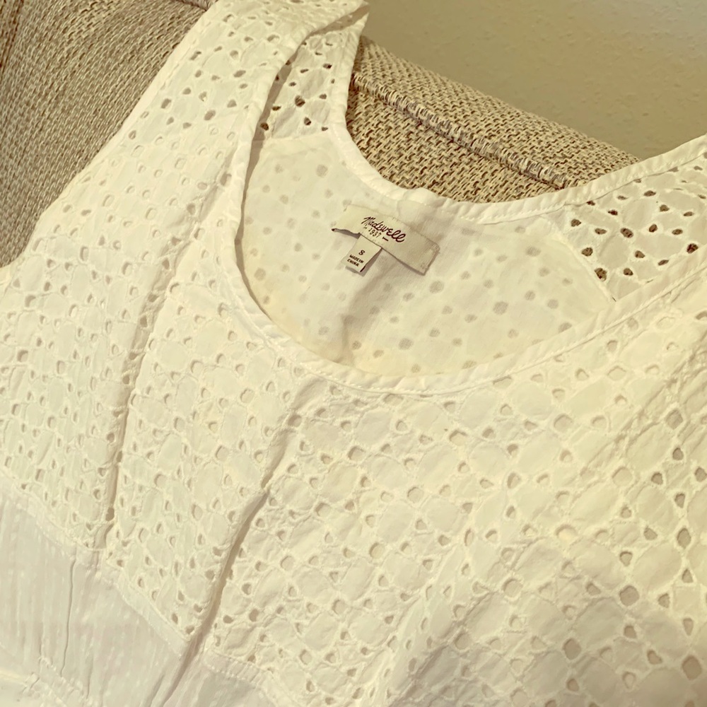 GUC Madewell sleeveless white cotton eyelet dress